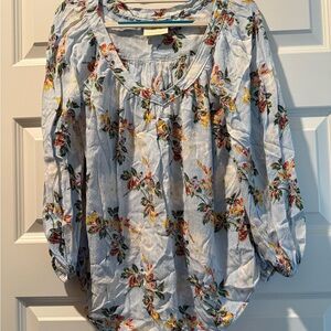 Anthropologie Floral Blouse - Blue and Multicolor